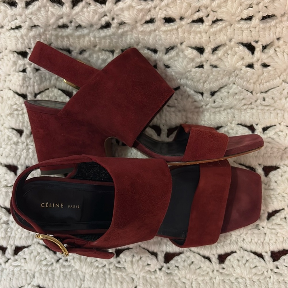 Celine Red Suede Sandals